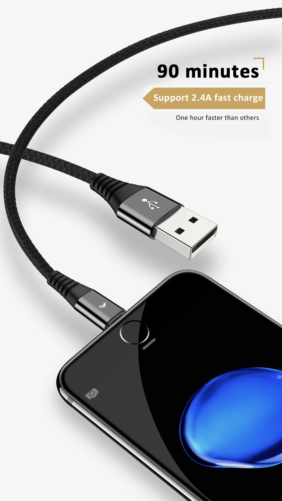 NOHON LED Charging&Sync Data Line 8 Pin Mobile Phone Cable For iphone 10 X 8 7 Plus For iPad Mini 2.4A Lighting Charge Cables 1M (3)