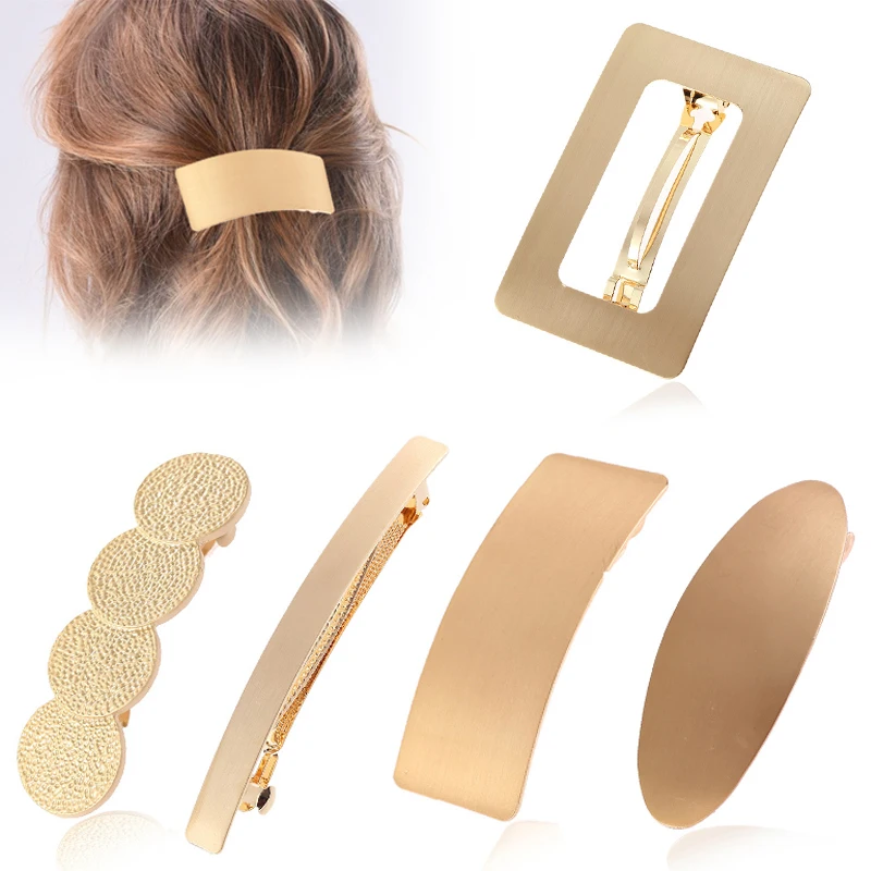 

Creative metal hair clip simple Korean geometry hollow hairpin women Headwear Barrette Ponytail Holder girls Hair Accessories