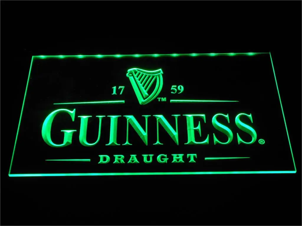 A002 Guinness винтажные логотипы пивной бар светодиодный неоновый светильник с переключателем вкл/выкл 20+ цветов 5 размеров на выбор - Цвет: Зеленый