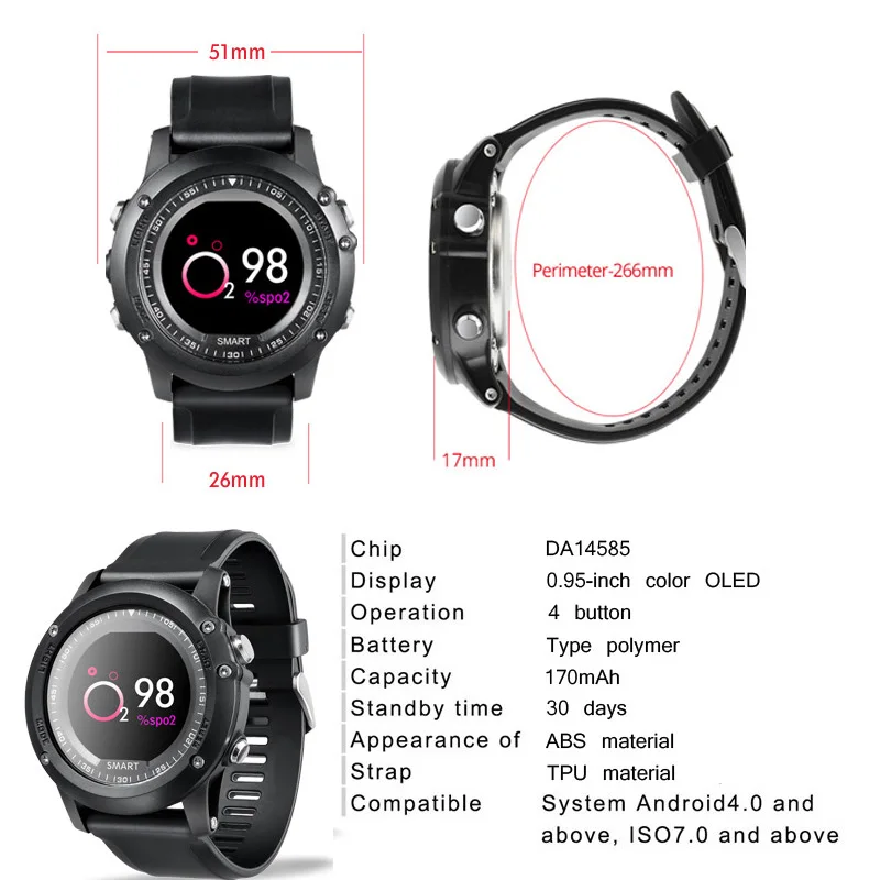 T2 Outdoor Smart Watch Waterproof IP68 Heart Rate Monitor Bluetooth 4.0 Sport Clock For IOS Android vibe 3 Upgraded version