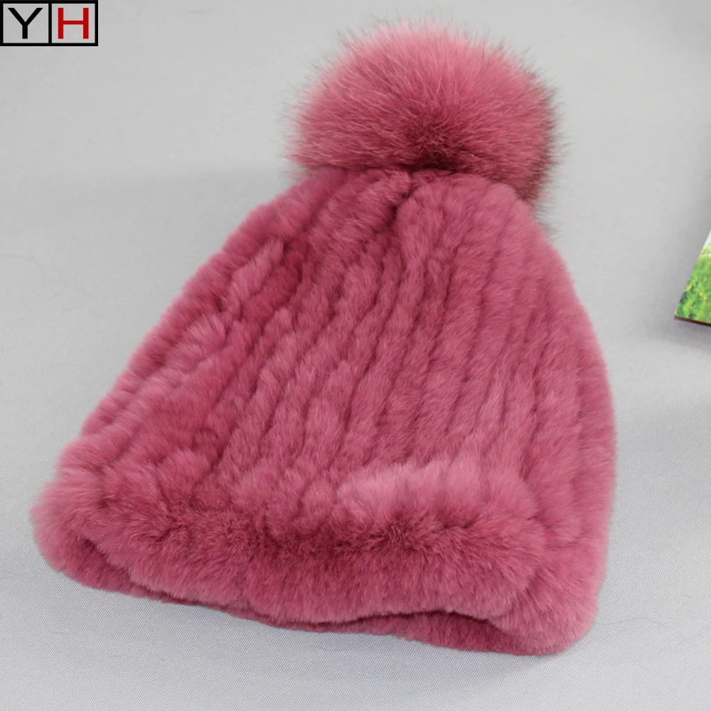 

Spring winter Rex Rabbit Fur Hat for Women 100% Real Rex Rabbit Fur Hat Caps lady winter warm Headwear Women's fur Stretch hat