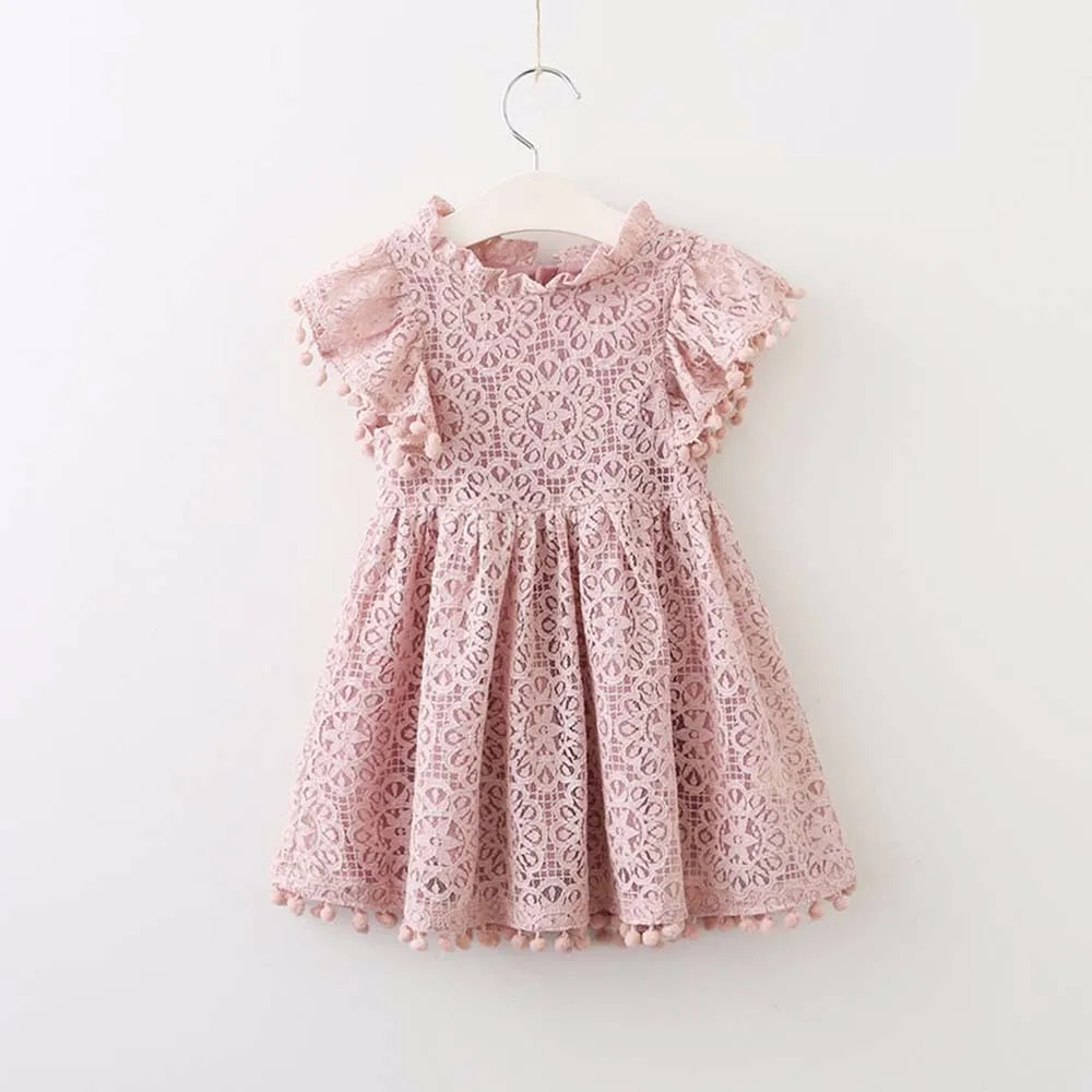 Детское кружевное Открытое платье принцессы с цветочным принтом для маленьких девочек, одежда, платье для девочек, детская одежда