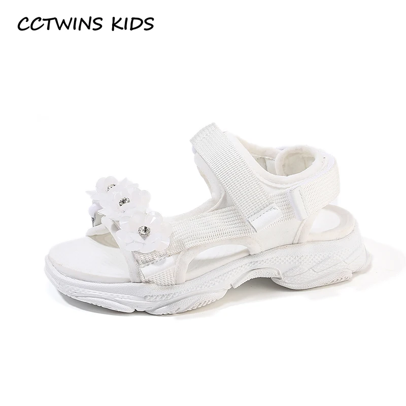 

CCTWINS Kids Shoes 2019 Summer Girls Fashion Princess Party Sandals Flowers Beach Flats Toddler Baby Soft Barefoot Shoes BS271