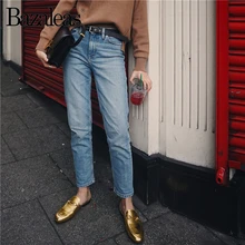 Bazaleas универсальные джинсы хараюку женские хлопковые джинсы для мамы винтажные шаровары модные женские джинсы с высокой талией в стиле панк
