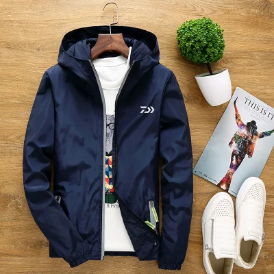 Открытый S-6XL большой размер для мужчин и женщин DAIWA куртка пара ветровка Светоотражающая одежда для рыбалки походная одежда для кемпинга - Цвет: Navy Bule