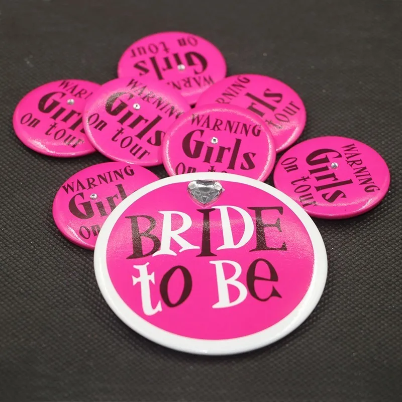 

8PCS Hen Party Badge Set Team Bride Bridal Shower Decoratio Bride To Be Bachelorette Party Bridesmaid Girs ASD015