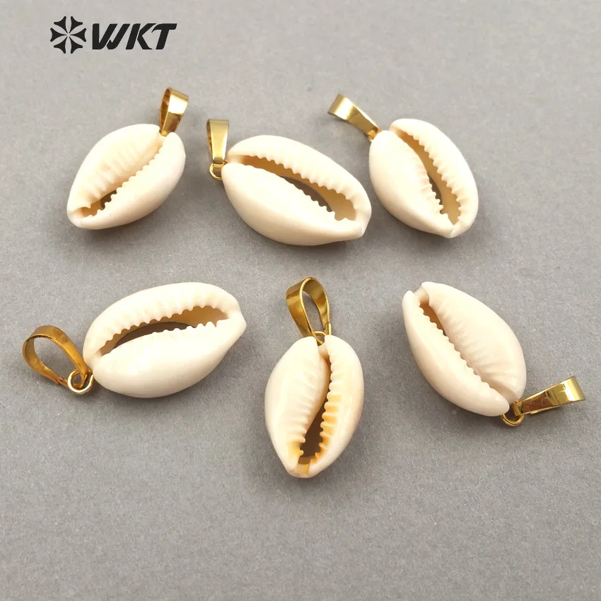 

WT-JP077 WKT Hight quality natural cowrie shell pendant genuine cowrie shell with hook in the top pendant jewelry