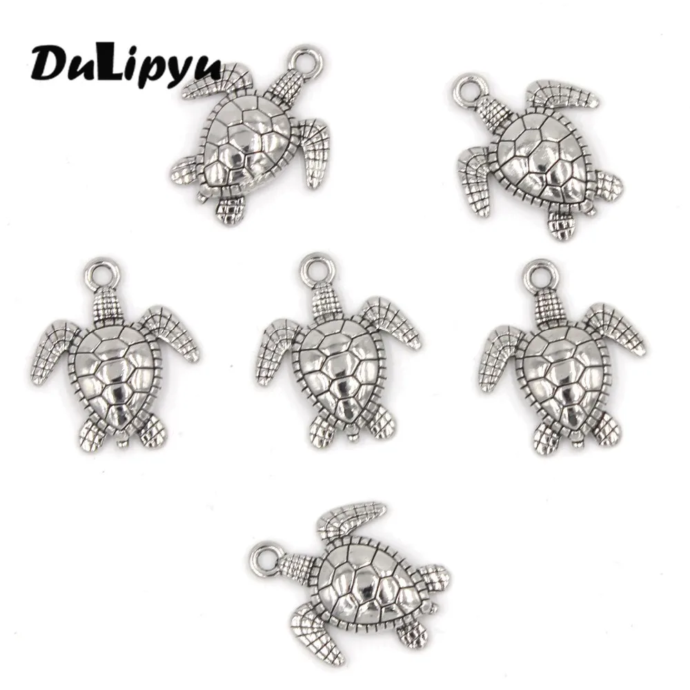 

Dulipyu 15pc/lot Antique Silver Zinc Alloy Animal Sea Turtle Charms Pendants Diy Jewelry Findings Accessories Wholesale LY129