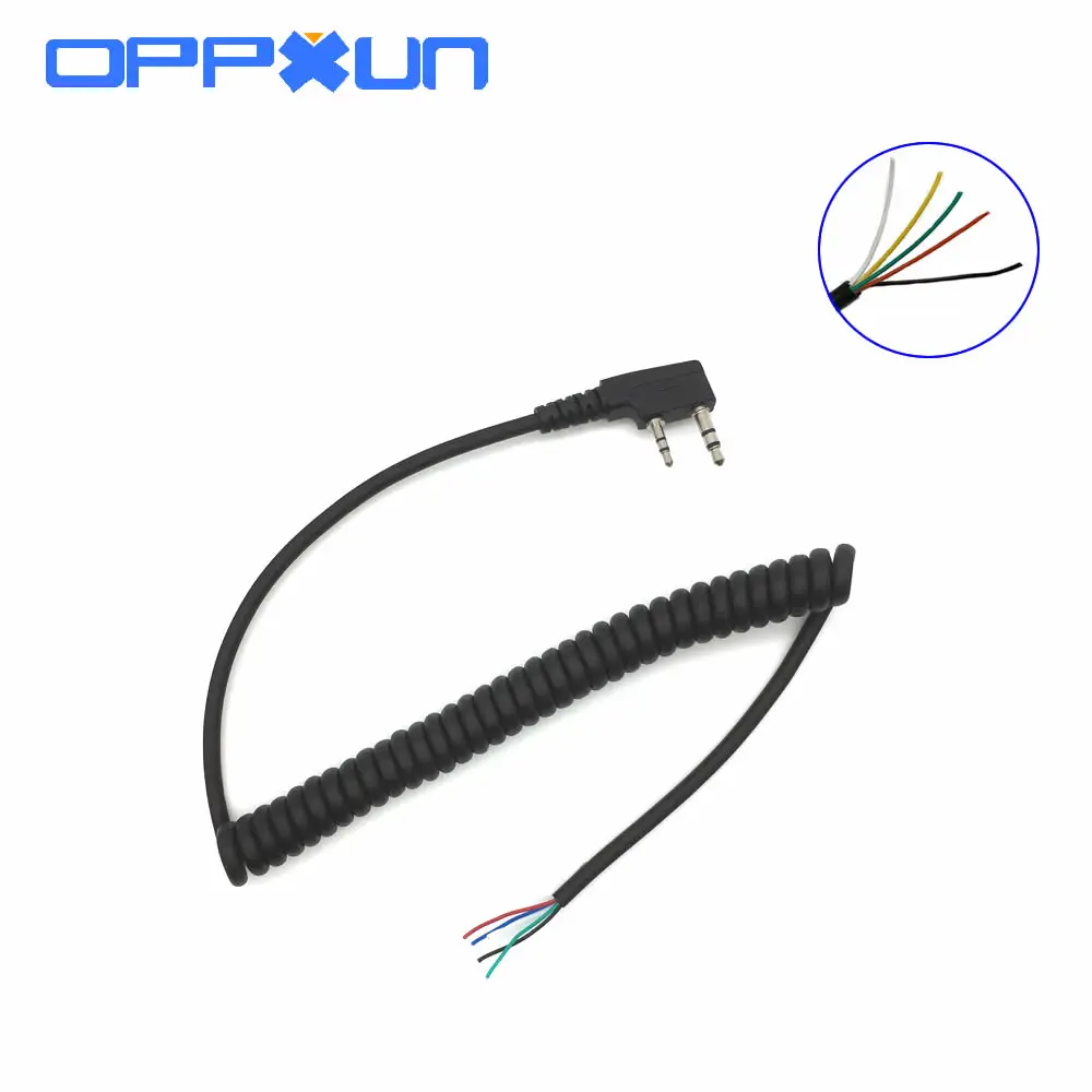 

DIY 5wire microphone cable K plug 2pins for kenwood wouxun baofeng puxing lin tontyt quansheng walkie talkie