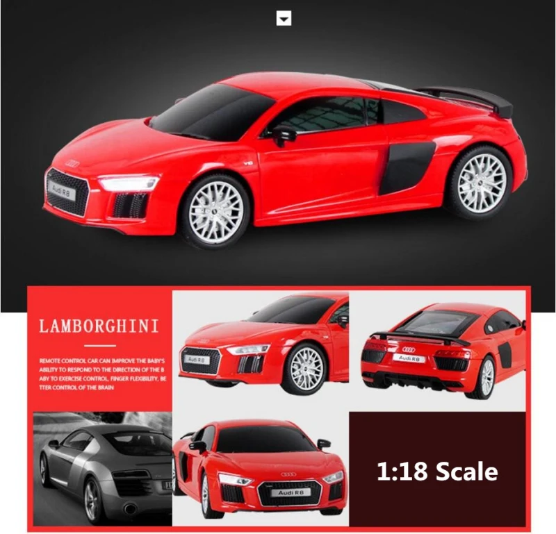 1:18 2,4G Audi R8 V10 GT высокоскоростная Радиоуправляемая машина, игрушка, высокая моделирования, устойчивая к падению, детская машина