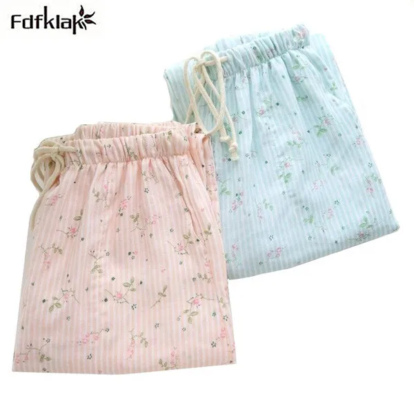 Fdfklak Fresh floral printed cotton sleep pants autumn winter home pants large size lounge pants pajama bottoms women trousers