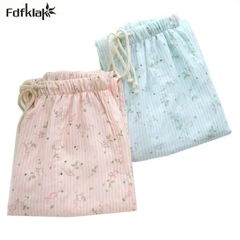 

Fdfklak Fresh floral printed cotton sleep pants autumn winter home pants large size lounge pants pajama bottoms women trousers