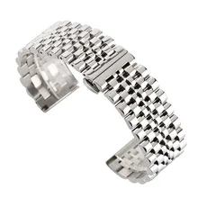  22mm Silver/Black Stainless Steel Watch Band Folding Clasp with Safety Solid Watches Strap for Men Watch Replacement Bracelet 