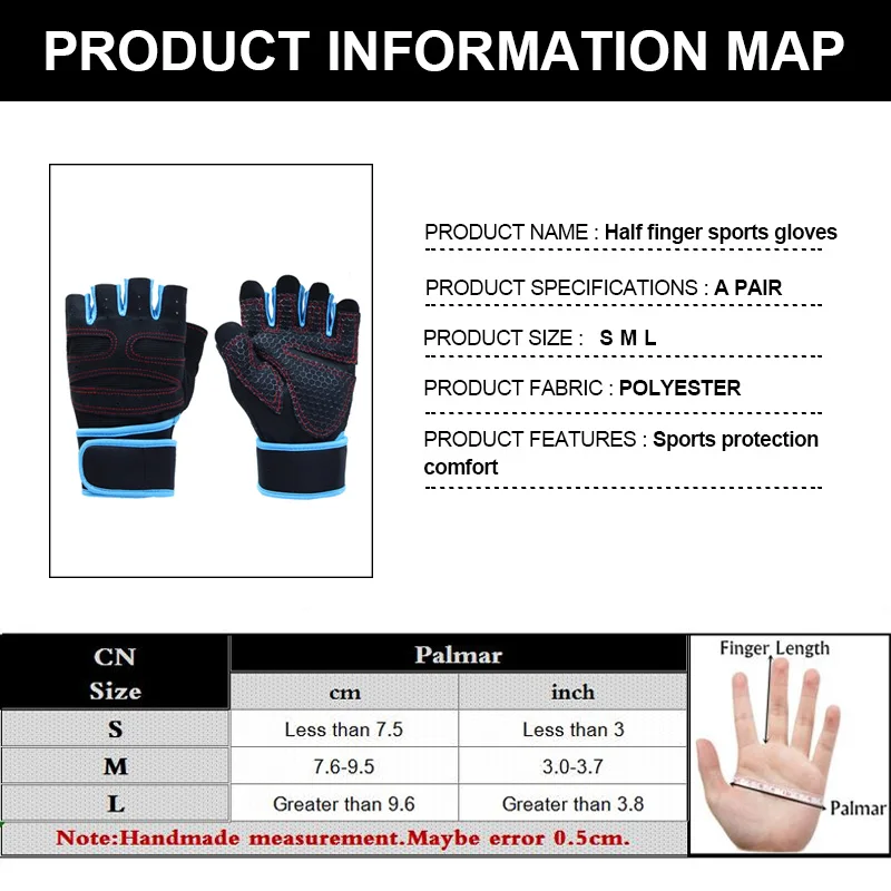 1 пара, перчатки для спортзала с полупальцами, для фитнеса, тяжелой атлетики, перчатки для упражнений для мужчин и женщин, тренировочные спортивные перчатки для тренировок, перчатки с ремешком на запястье