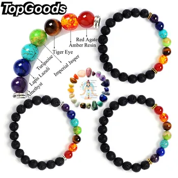 

TopGoods Natural Stone 7 Chakra Bracelet Reiki Spiritual Yoga beaded Vintage Jewelry Beads Gemstone Charms Bracelets For Women