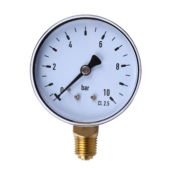 

1/4" NPT Side Air Compressor Hydraulic Pressure Gauge 10Bar/1Mpa Pressure Range 2.3" Face Air Pressure Gauge