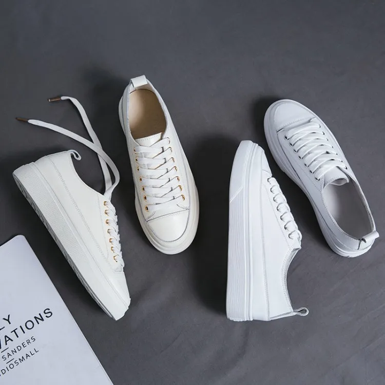 forme Véritable Sapatos Mocassins 35 Loisirs Sneakers 39 2018 white Blanc Stylesowner Fond Venir Lace Nouveau En Beige Casual Up Cuir Chaussures Plate Femmes hsdxQtCr