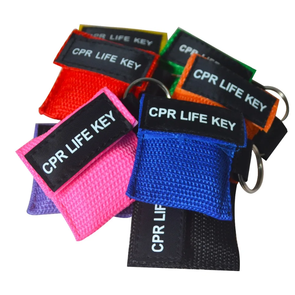 

100Pcs/Lot CPR Resuscitator Mask With Keychain Key Ring CPR Face Shield One-way Valve Mouth To Mouth Mask Emergency Rescue Kit