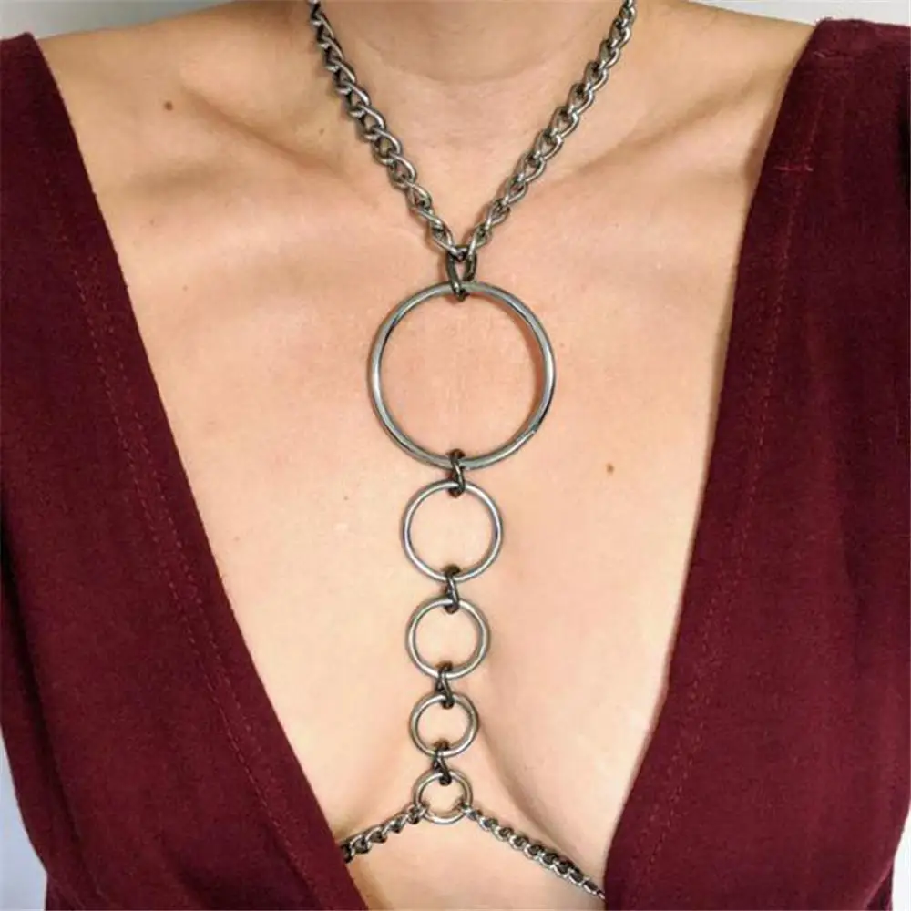 Sexy Boho Chain Necklace Simple Personality Multi-layer Circular Choker Necklace Fashion Body Chain For Women Fashion Jewelry