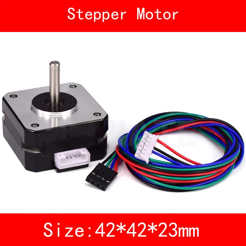 

Jtengsys Aluminum shell Copper wire core 42 Stepper motor torque 0.3N.M 2 phase 4 wire line size 42*42*23mm for 3d printer cnc