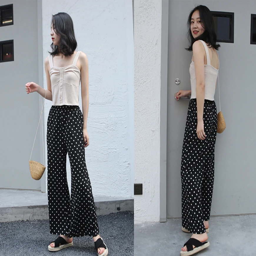 ZYFPGS 2019 Women's Black Dots Casual Pants Corduroy Fabric Casual Women Pants Plus Size Retro Waist Loose Sales Leader Z0710 ZYFPGS 2019 Women's Black Dots Casual Pants Corduroy Fabric Casual Women Pants Plus Size Retro Waist Loose Sales Leader Z0710
