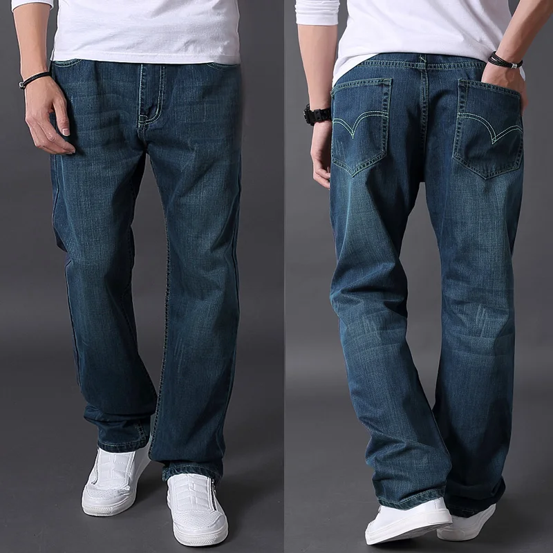 Autumn trousers jeans plus size long trousers male loose fat jeans plus size straight pants