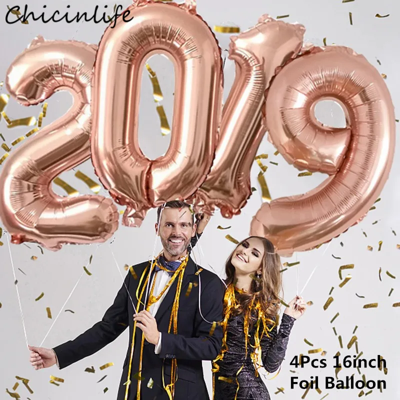 Chicinlife 4 шт. 16 дюймов розовое золото номер 2019 2020 фольгированные воздушные шары