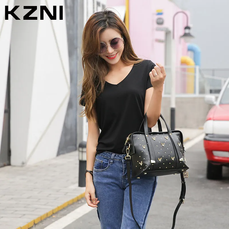 

KZNI Female Bags Leather Genuine Handbags Women Top-Handle Crossbody Shoulder Clutch Bags for Girls Purses and Handbags 1331