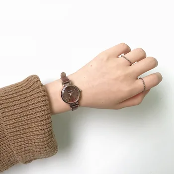 Ulzzang fashion brand women bracelet watches retro brown vintage leather watch female quartz clock casual ladies wristwatches duoya brand bracelet watches for women luxury silver crystal clock quartz watch fashion ladies vintage creative wristwatches