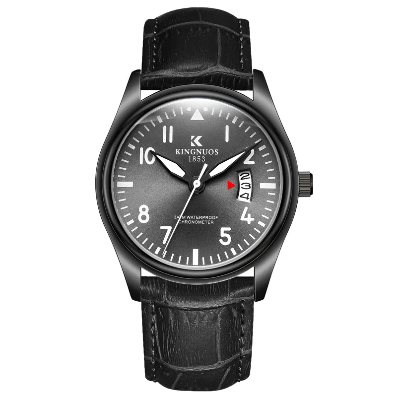 Мужские Ретро деловые часы из нержавеющей стали, светящиеся водонепроницаемые мужские часы с датой, Роскошные наручные часы от ведущего бренда Reloj Hombre - Цвет: brown leather black