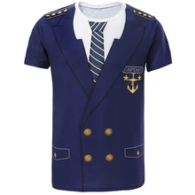 Мужской костюм капитана, Забавные футболки, футболка для взрослых, человек, ковбой, полиция, пилот, карнавал, косплей, Рождество, Хэллоуин, 3D размера плюс