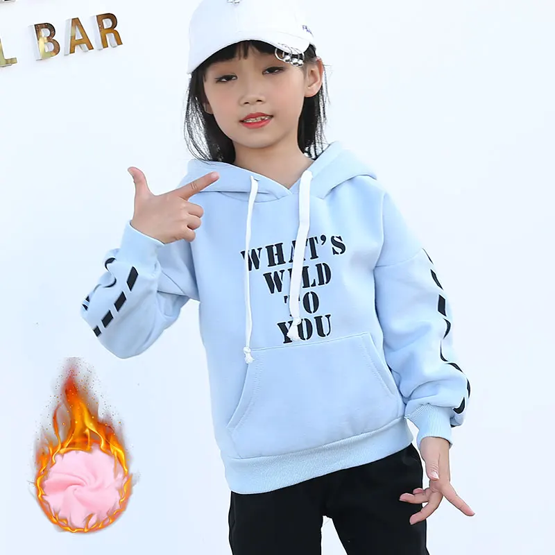 

6 7 8 9 10 11 12 13 14 15 16 Years Old Teenage Girl Hoodies Winter Candy Color Sweatshirt Sweater With Fleece Hooded Kid Clothes
