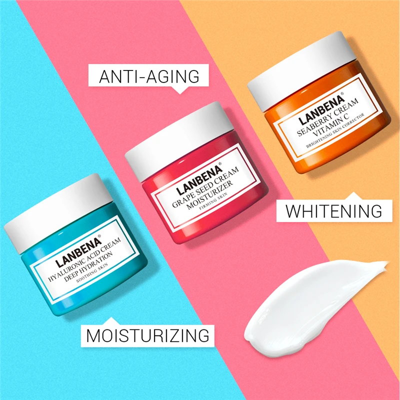 

LANBENA Face Cream Vitamin C Hyaluronic Acid Anti Wrinkle Anti Aging Moisturizing Serum Acne Treatment Whitening Facial Cream !
