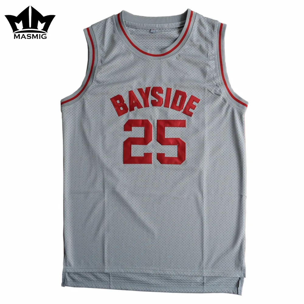 MM MASMIG Saved By The Bell Zack Morris 25 Bayside Basketball Jersey
