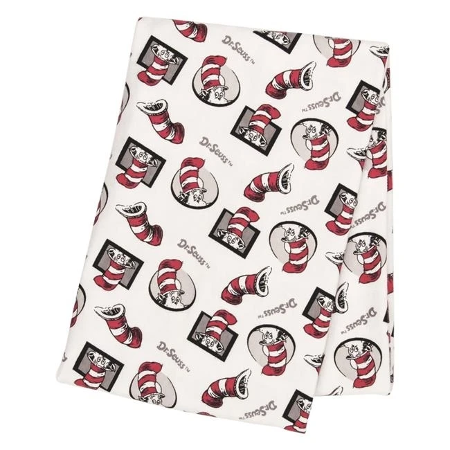 Trend Lab 30292 Dr. Seuss Cat in the Hat Flannel Swaddle Blanket