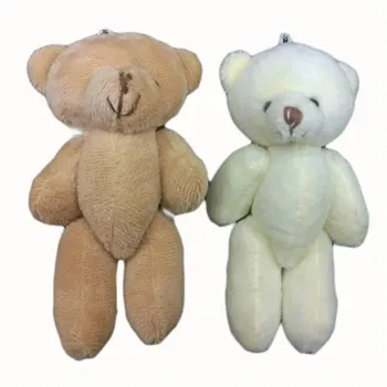 

100pieces/lot 8cm plush mini cartoon joint bear pendant diy doll toys bouquet accessories bag pendant jewelry