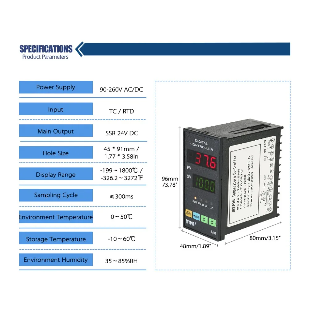 Цифровой TA6-SNR PID Температура контроллер с реле DIN 1/8 SSR-25DA K Тип термопары двойной Дисплей для F/C 7 выход