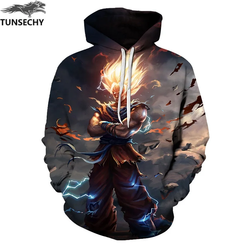 

TUNSECHY Anime Hoodies Dragon Ball Z Pocket Hooded Sweatshirts Goku 3D Digital printing Men Women Long Sleeve New Hoodie
