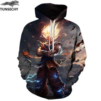 

TUNSECHY Anime Hoodies Dragon Ball Z Pocket Hooded Sweatshirts Goku 3D Digital printing Men Women Long Sleeve New Hoodie
