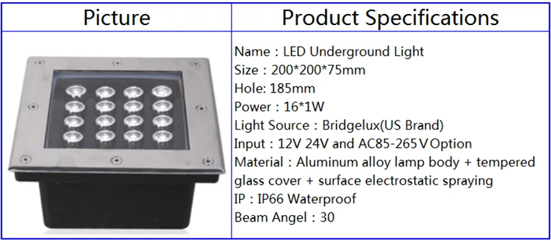 Parque de Luz ao ar Branco Verde Livre Jardim Iluminação Quadrado Recesso Enterrado Lâmpada Subterrânea Levou Luz Inground Ac110-240v 16w Ip66 3 Recesso Enterrado Lâmpada Subterrânea Levou Luz Inground