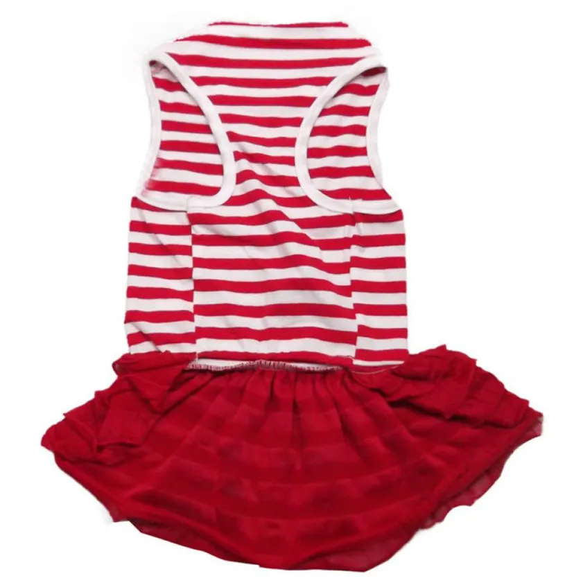 

Dropshipping Best Sell High Quality 2017 Fashion Dog Apparel Pet Dog Costume Stripe T-shirt Skirt Puppy Princess Dress WH