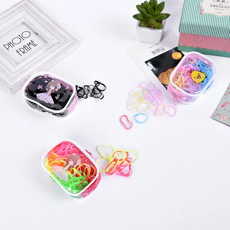 1 Bag Children Do Not Hurt Hair Color Small Hair Ring Strong Pull Continuous one-time Rubber Band Tie Hair Band G0502