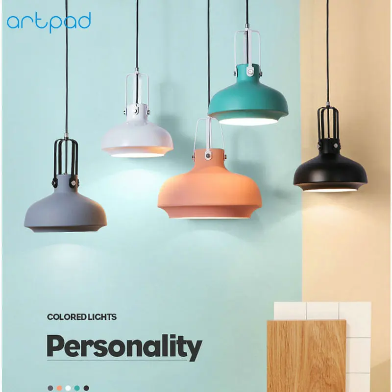 

Artpad Modern Macaron Hanging Ceiling Lamps For Kitchen Dining Room Aluminium E27 LED Nordic Pendant Lights Indoor Home Fixtures