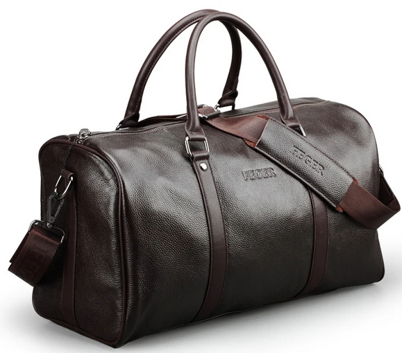 Модные коричневый, черный мужчин зернистой кожи вещевой мешок мужские кожаные сумки для путешествий коровьей багажа Сумка handbag44* 26 см
