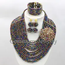 Красочное свадебное ювелирное изделие комплект африканские бусы колье, свадебные украшения подарочный комплект GS579