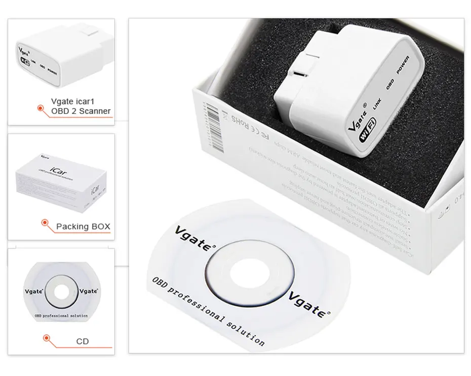 Vgate iCar 1 elm 327 V2.1 OBD2 WIFI Bluetooth Scanner iCar1 ELM327 OBD 2 Car Diagnostic Auto Tool For Android/IOS/PC|Считыватели