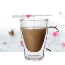 Ручная работа двухслойный Стекло чашка с ручкой Простой утренние кружки Кофе чашка для молока и чая 300 мл SH124