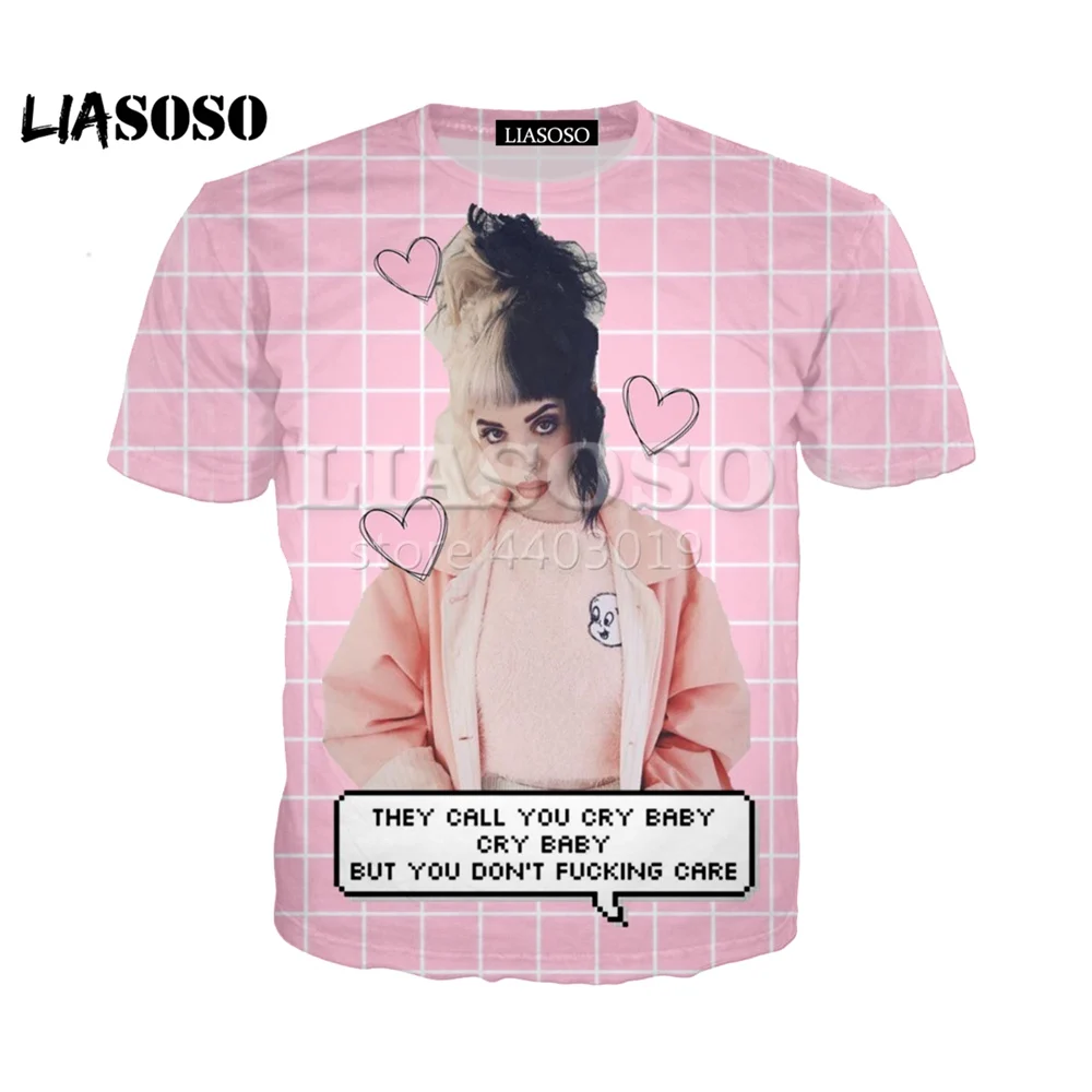 

LIASOSO 2018 New 3D Color Printing Singer Melanie Martinez Women Men T-shirt Casusl Fashion Summer O-Neck Short sleeve SE1096
