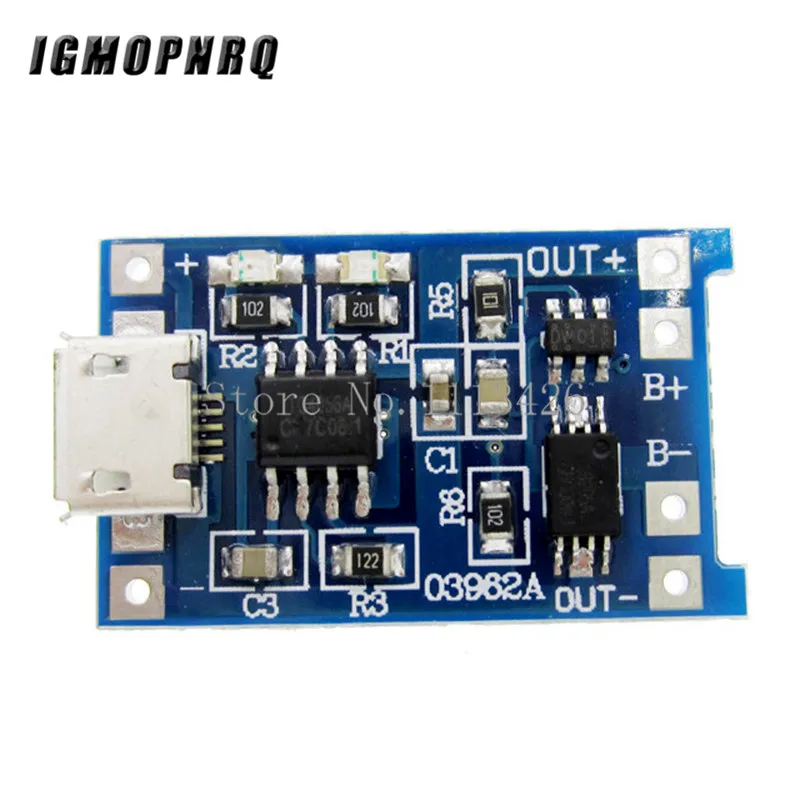 

10Pcs Micro USB 5V 1A 18650 TP4056 Lithium Battery Charger Module Charging Board With Protection Dual Functions 1A Li-ion