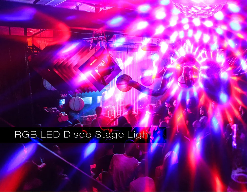 RGB светодио дный вечерние Вечеринка Эффект диско-шар свет сценический Свет Звук активация лазерный проектор RGB сценический свет музыка